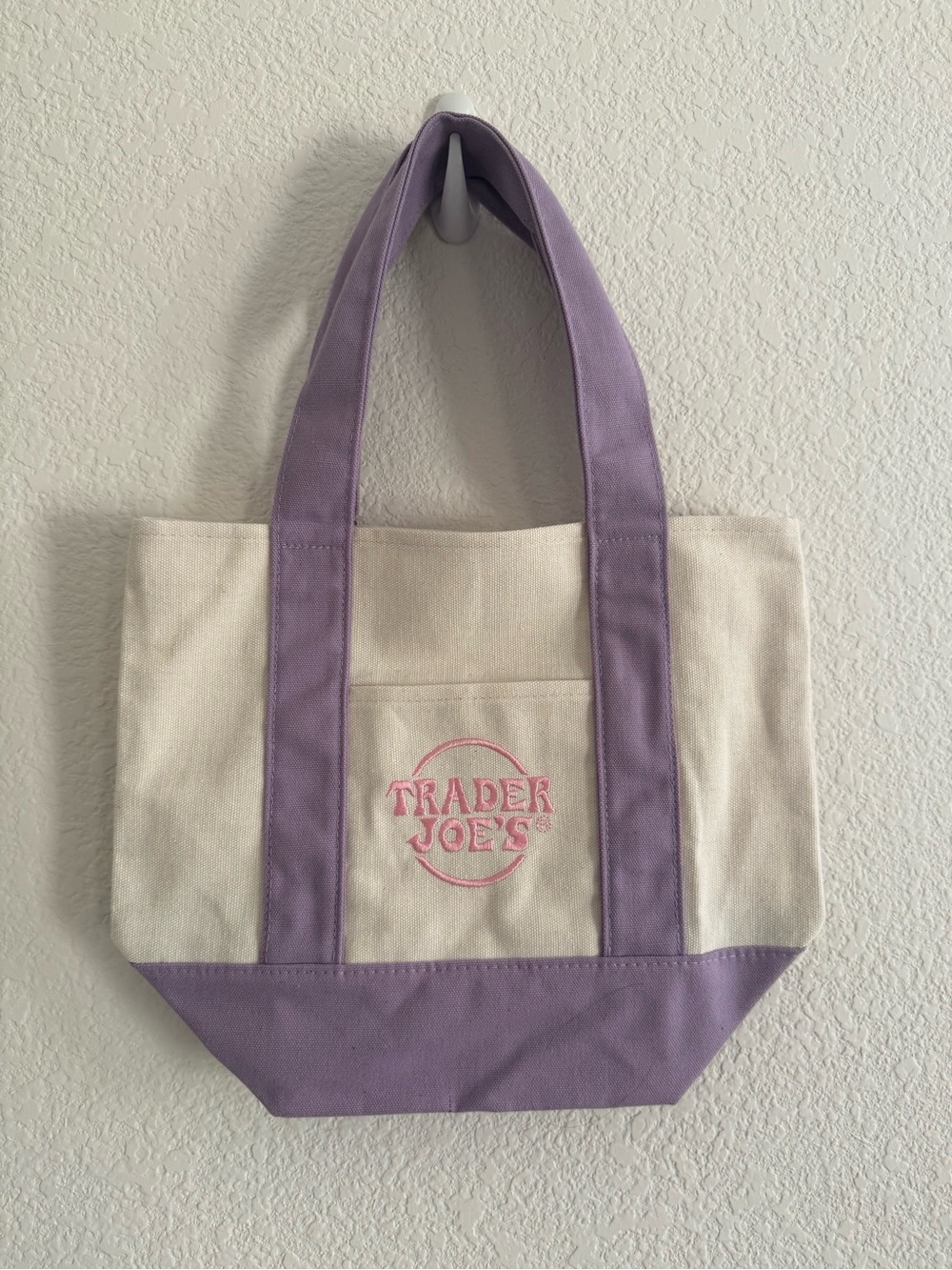 Trader Joe’s Pastel Lavender & Cream Mini Canvas Tote Bag